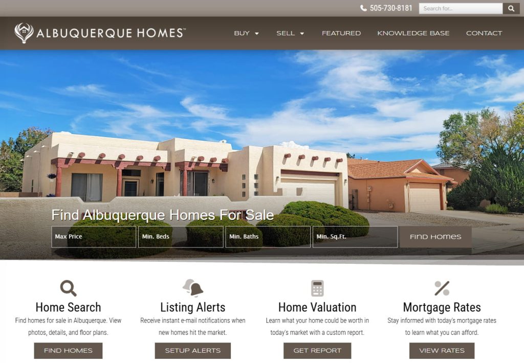 Screenshot of AlbuquerqueHomes.com